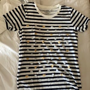 Navy & white stripped T w/ gold & silver accents